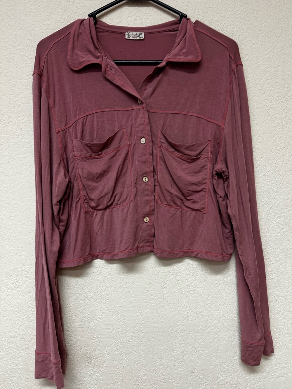 Free People womans button-front blouse top in dusty rose size S
